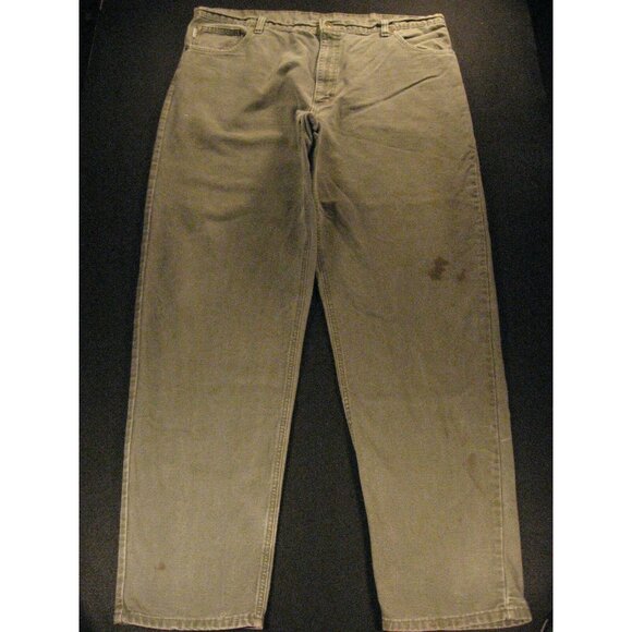 Carhartt Jeans Men's 41 x 34 MEASURED- Green Denim 'Stains Workwear